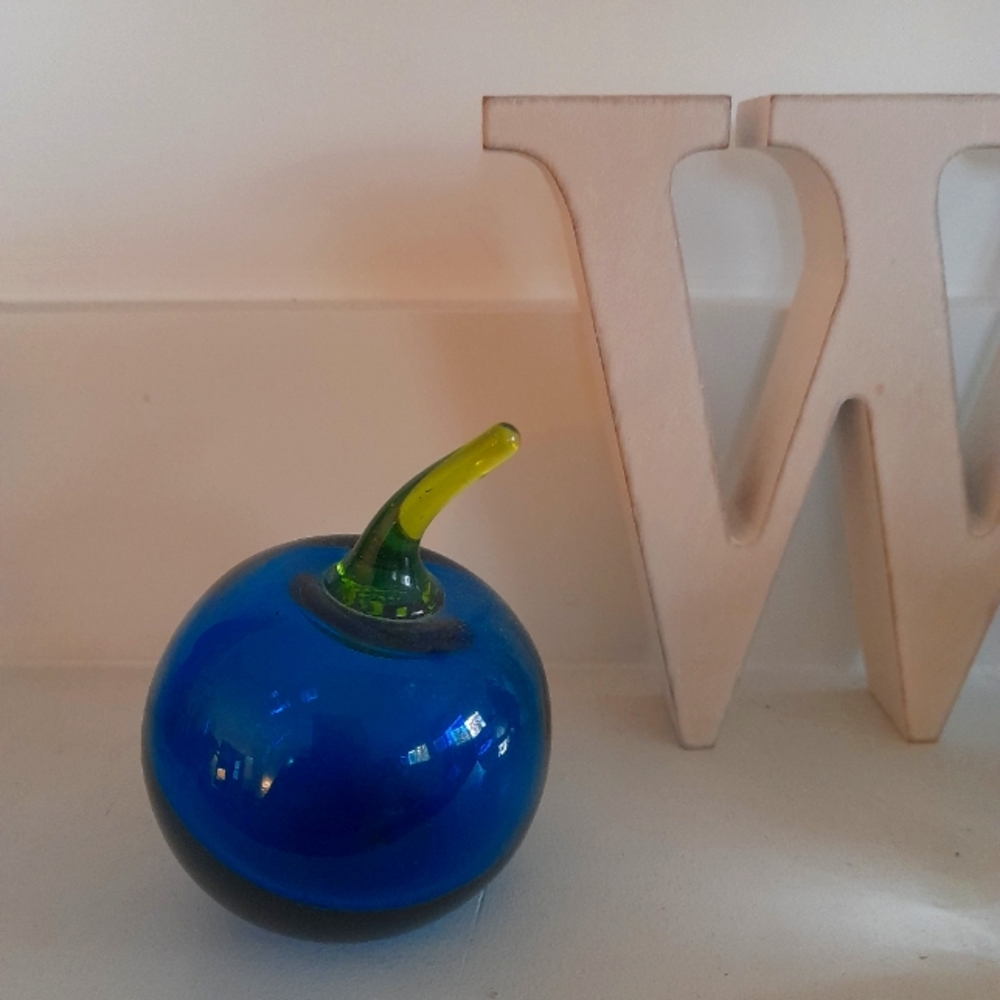 Beautiful Cobalt Blue Glass Apple